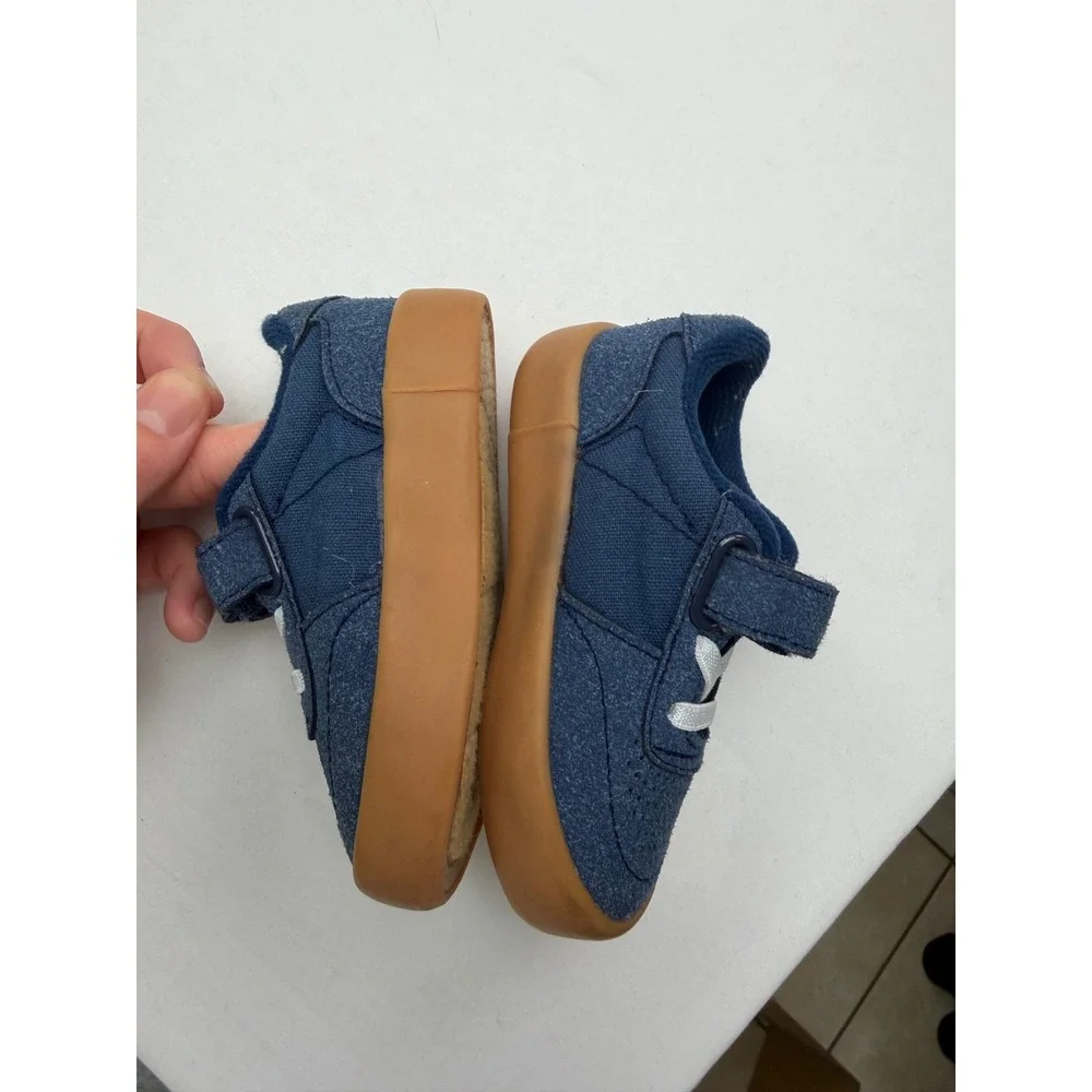 US Sports Skate Toddler Boys Navy Blue Gum Sole Sneakers Size 5 Hook Loop Strap